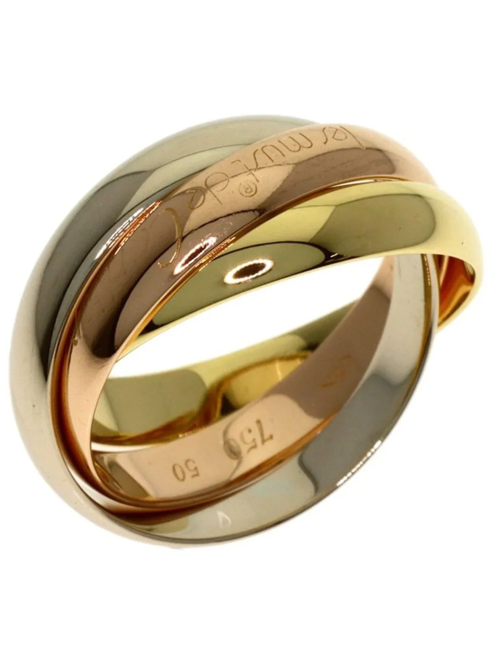 Cartier Trinity 50 Ring 18k Yellow Gold 18k White Pink